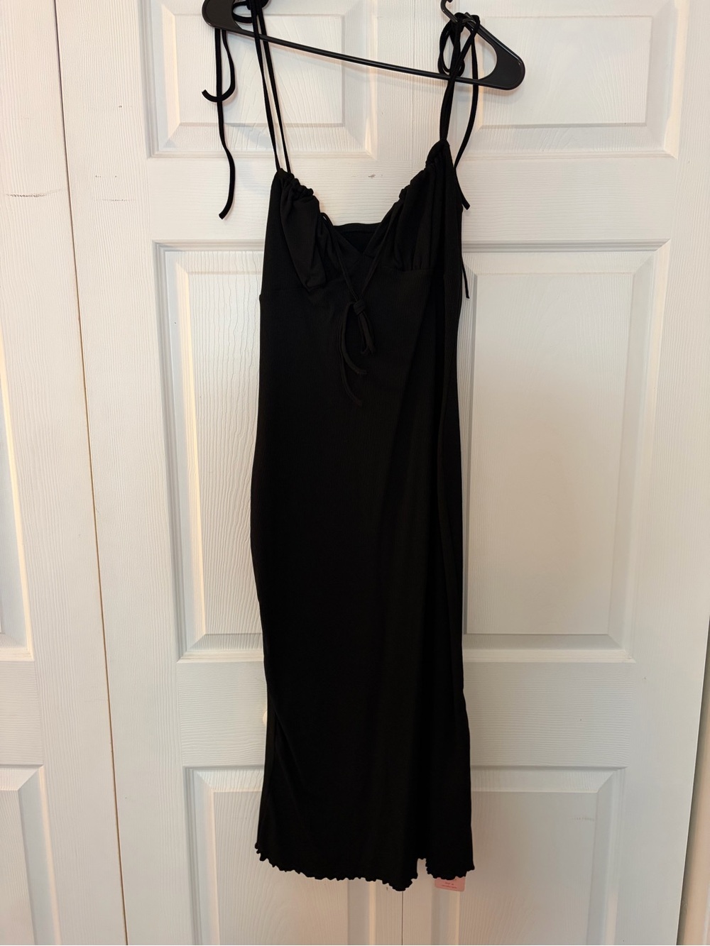 SHEIN Black Tie-Shoulder Midi Slip Dress